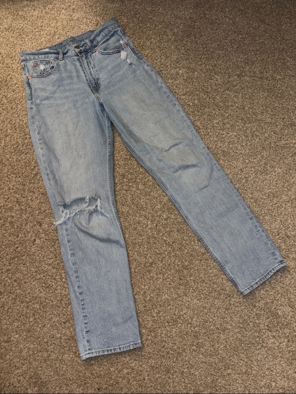 GAP Light Blue Straight-Leg Distressed Jeans